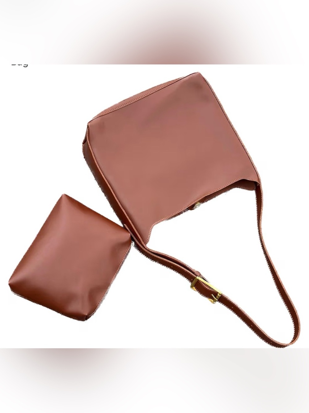 Amazon Brown Leather Crossbody Bag with Removable Pouch